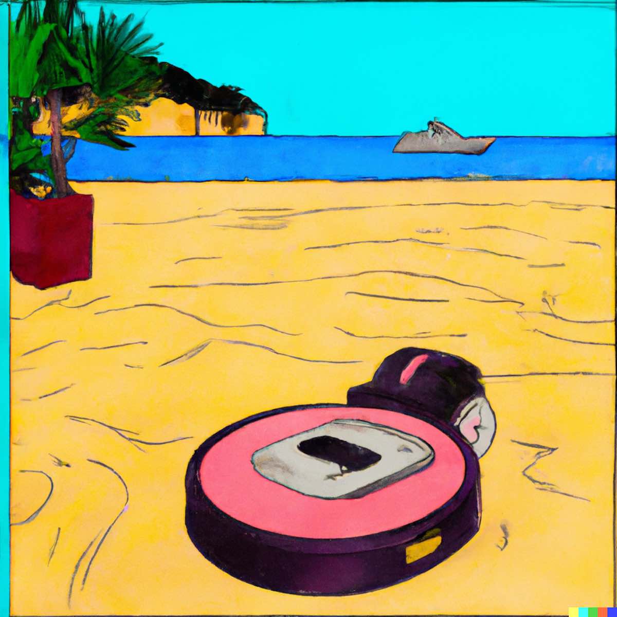 "Robotic vacuum cleaner at the beach" by Andy Warhol

